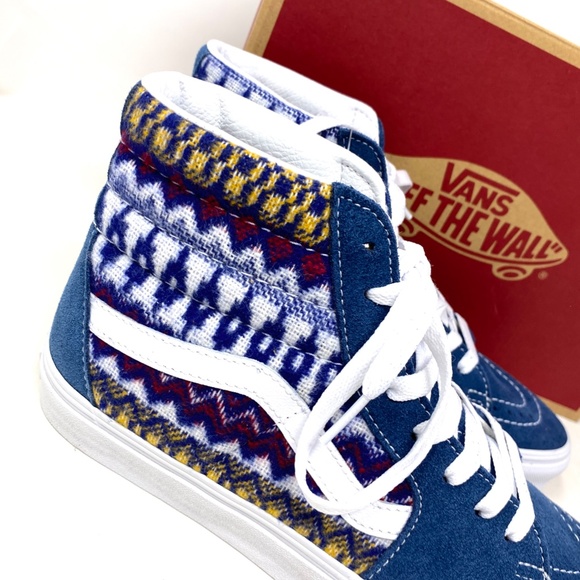 VANS Sk8-Hi Blue Multicolor Women's Suede Canvas Shoes Sneakers Size VN0A7Q5NBER - Picture 5 of 10
